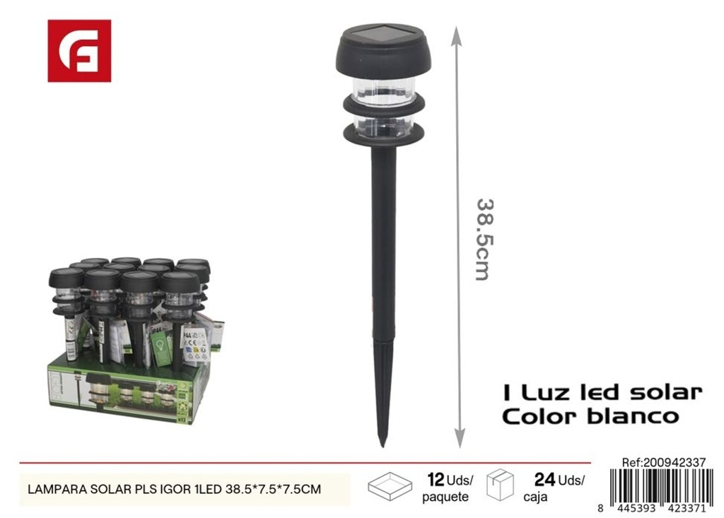 Lámpara solar Igor PLS 1LED 38.5x7.5x7.5cm - Iluminación para jardín