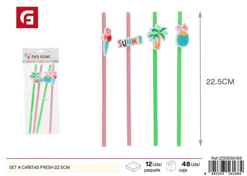 Set de 4 cañitas Fresh 22.5cm - Utensilios desechables