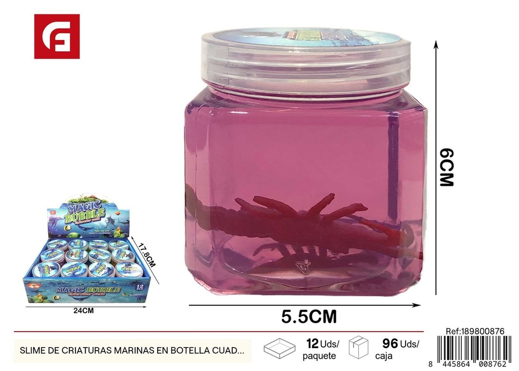 Slime de criaturas marinas en botella cuadrada de 12 colores - Juguetes creativos