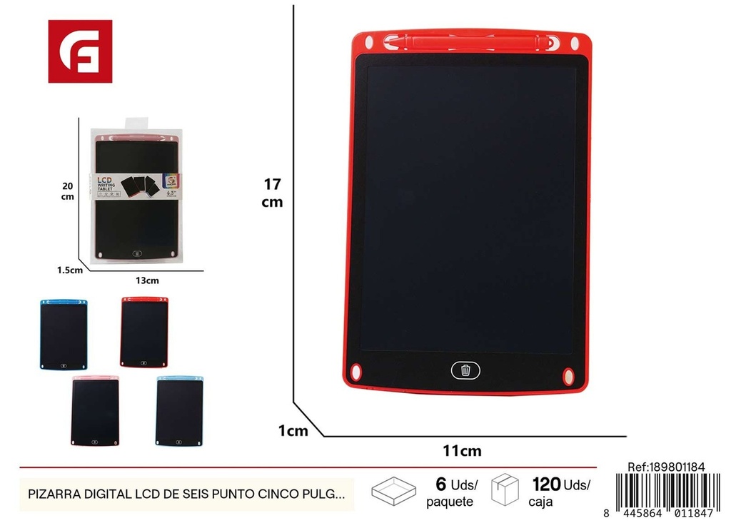 Pizarra digital LCD de seis punto cinco pulgadas pantalla multicolor en ABS - Juguetes creativos