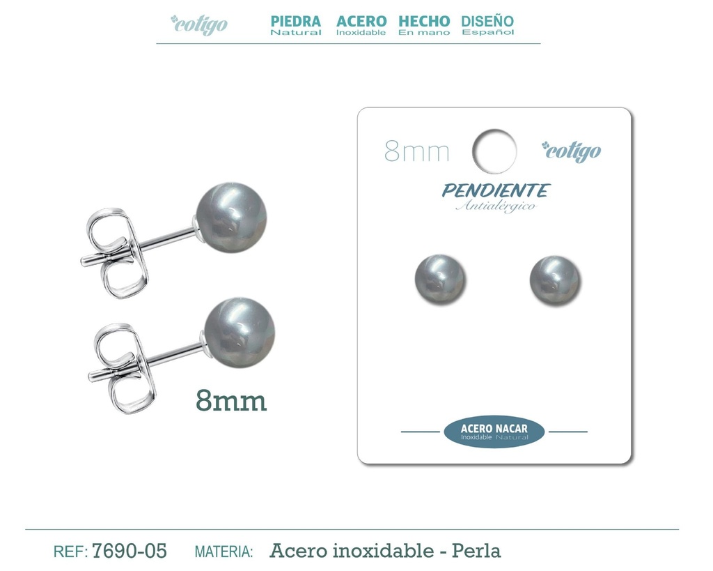Pendientes de perlas de acero - Joyería y accesorios