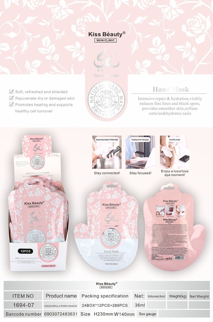 Máscara para manos árabe 12/u K.Beauty - Productos de cuidado facial