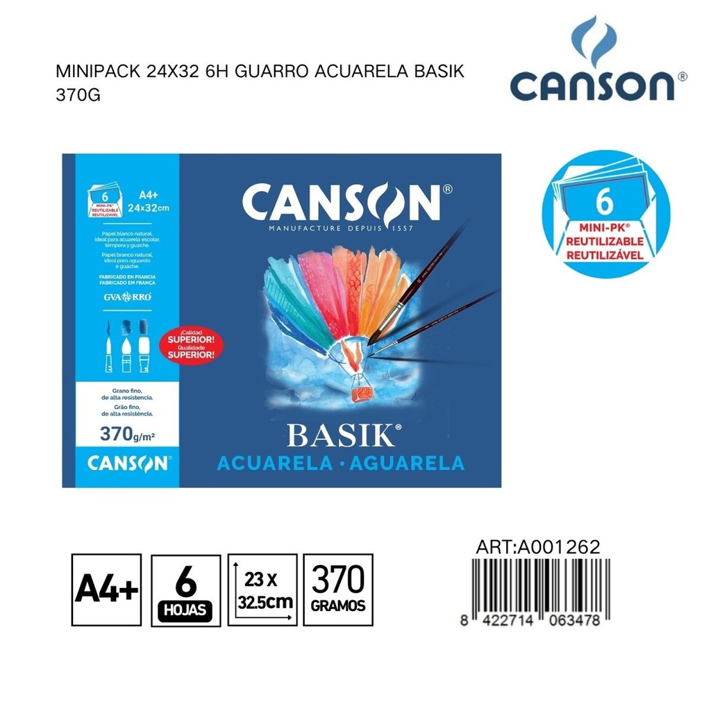 Cuaderno para acuarela A4+ 24x32 6H - Papelería de marcas