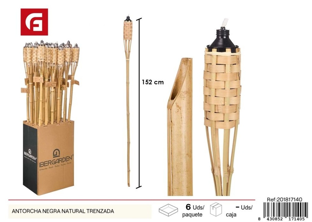 Antorcha trenzada negra natural - Accesorios para jardín y decorativos