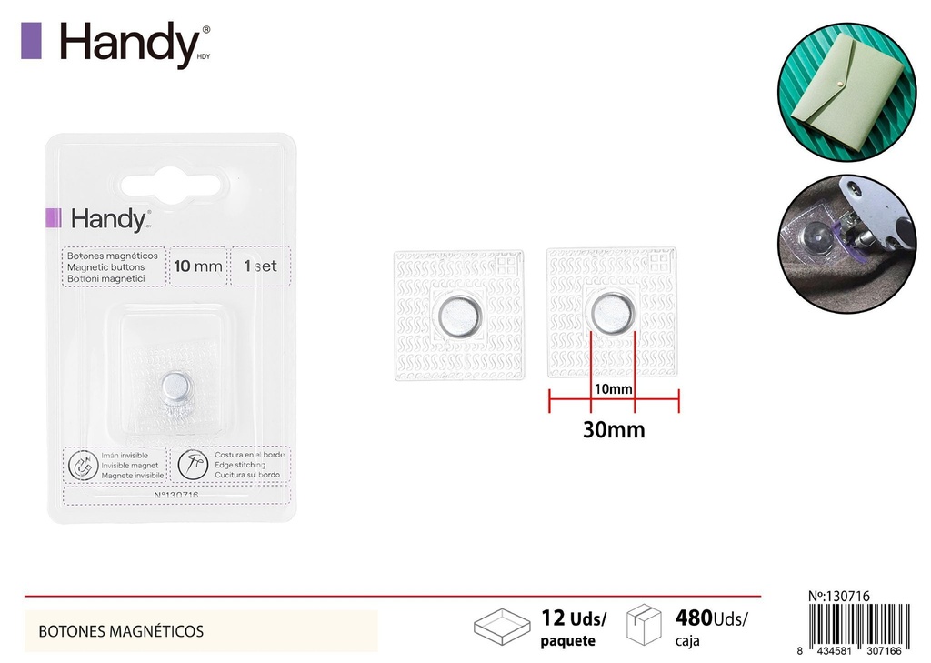 Botones magnéticos de 10mm (L25mm) - Accesorios de costura