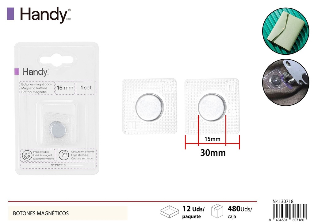 Botones magnéticos de 15 mm - Accesorios de costura