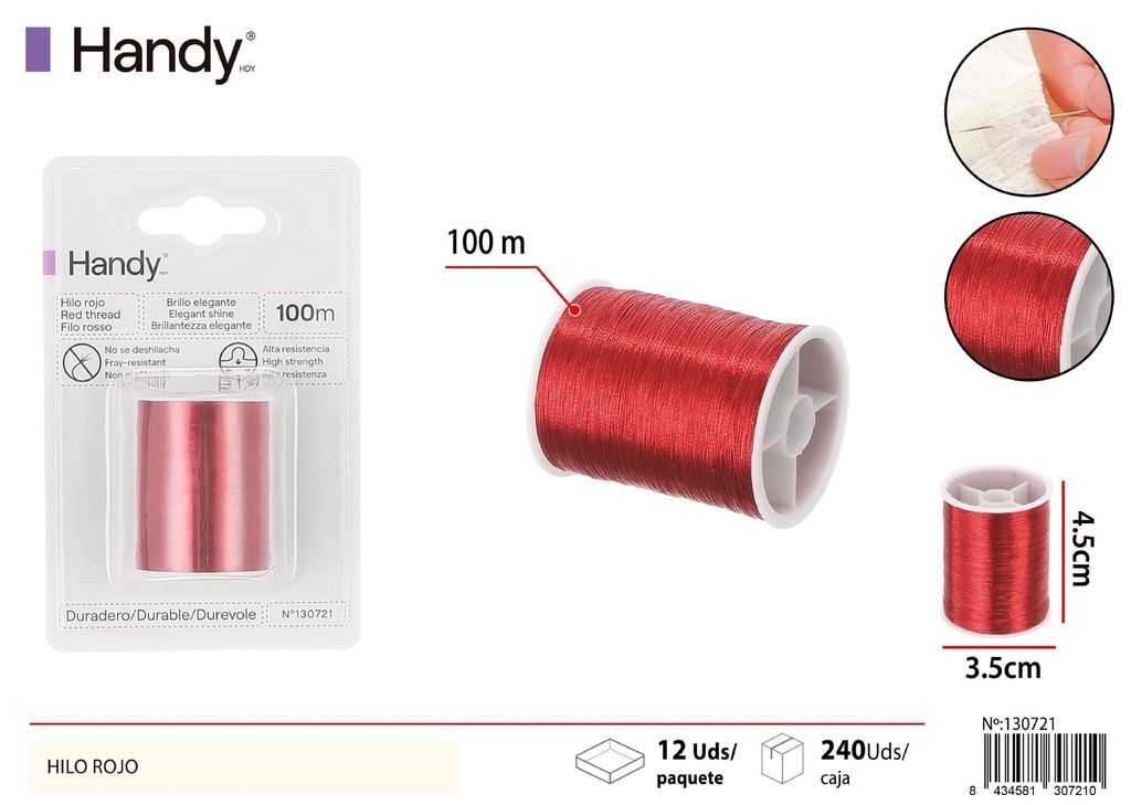 Hilo rojo 100M - Accesorios de costura