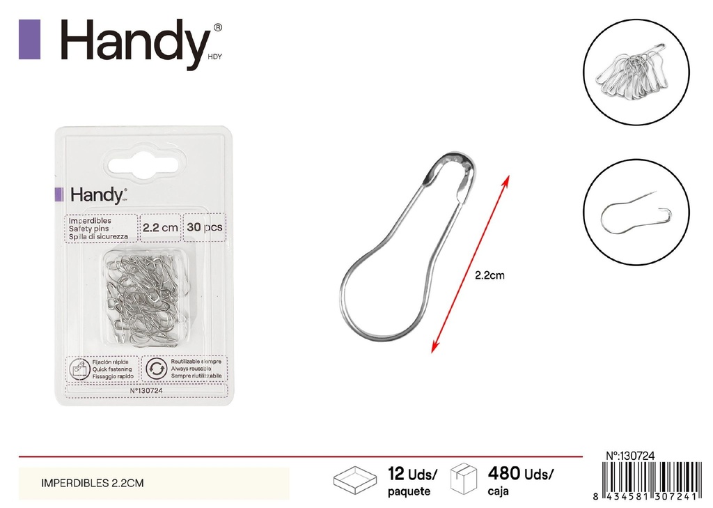 Imperdibles de 30 piezas (22 mm) - Accesorios de costura