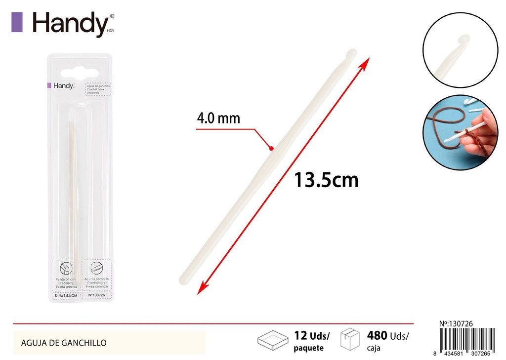 Aguja de ganchillo de plástico 4.0 mm - Accesorios de costura