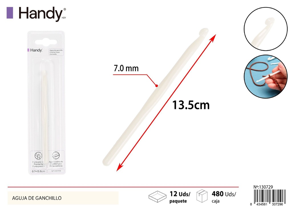 Aguja de ganchillo de plástico 7.0 mm - Herramientas de manualidades y tejido