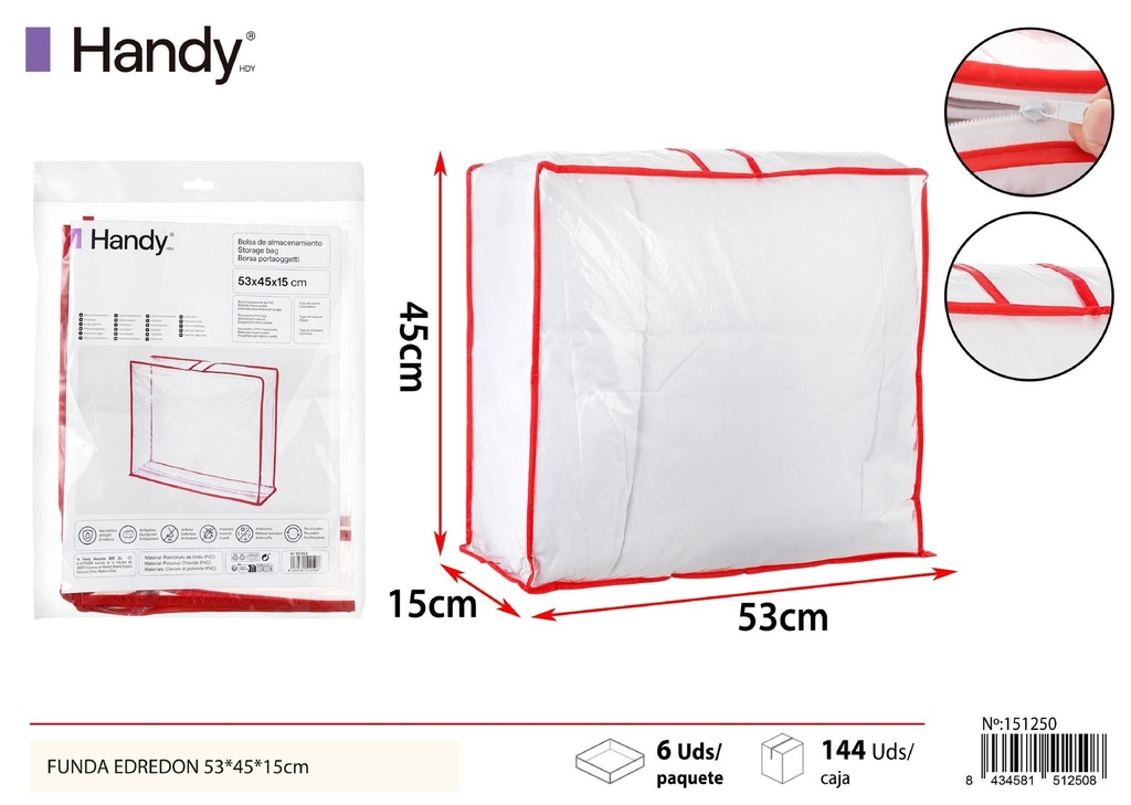 Funda de edredón transparente con borde rojo 53*45*15 cm - Ropa de cama y organizadores