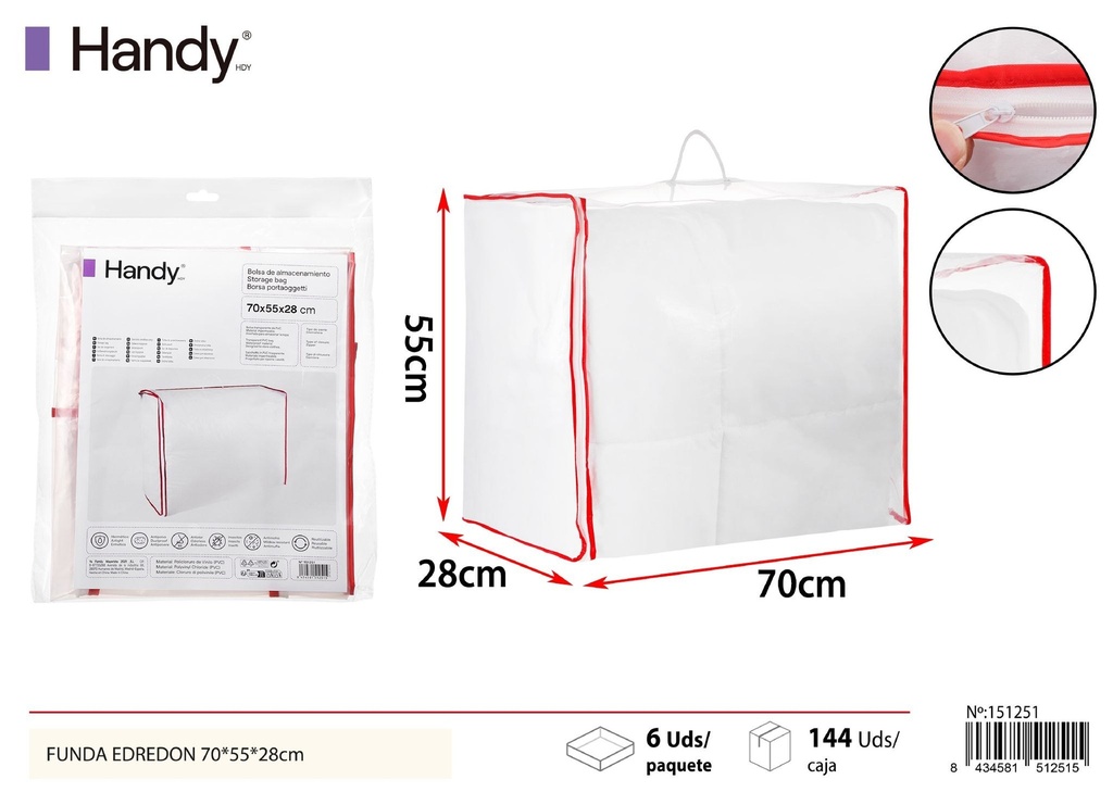 Funda de edredón transparente con borde rojo 70*55*28 cm - Ropa de cama y organizadores