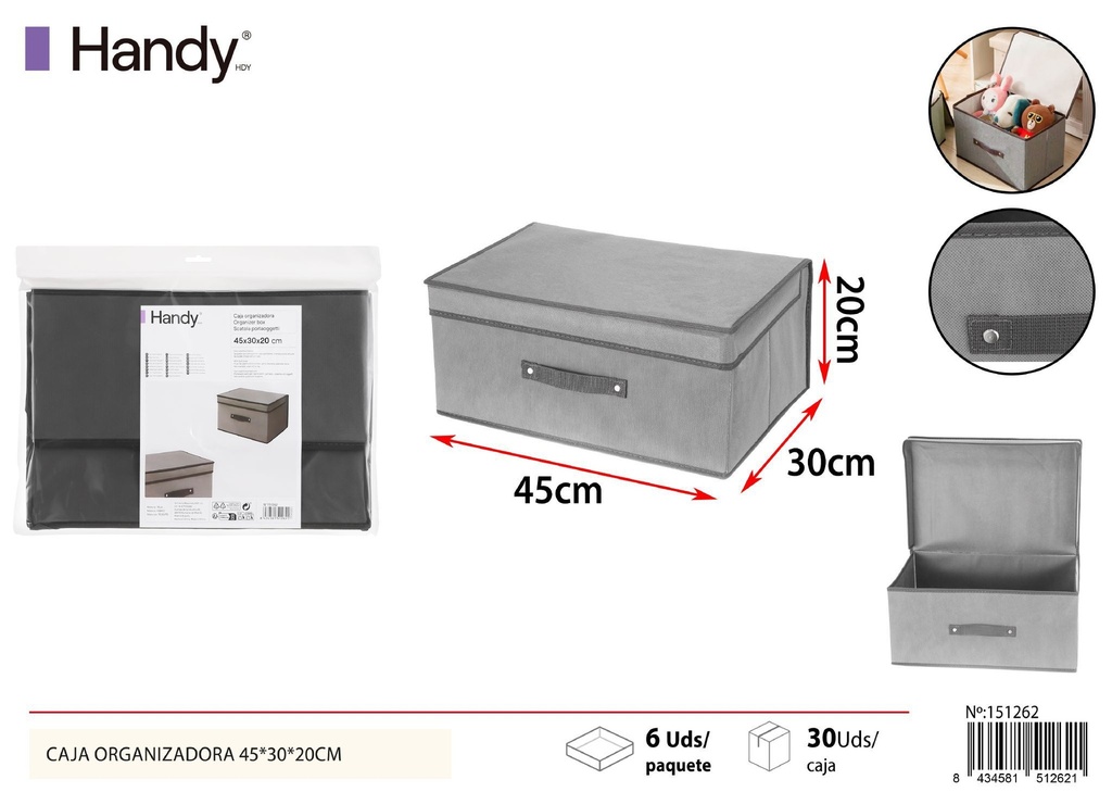 Caja organizadora gris 45*30*20 cm - Soluciones de almacenamiento y organizadores