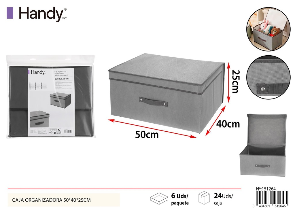 Caja organizadora gris 50*40*25 cm - Soluciones de almacenamiento y organizadores