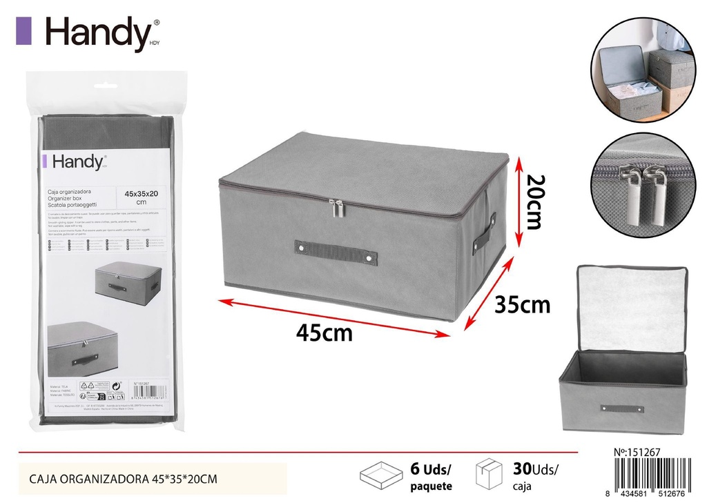 Caja organizadora con cremallera 45*35*20 cm - Soluciones de almacenamiento y organizadores