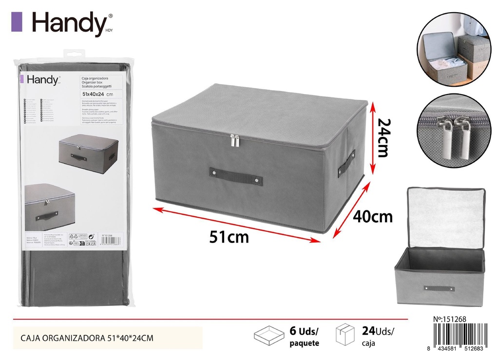 Caja organizadora con cremallera 51*40*24 cm - Soluciones de almacenamiento y organizadores
