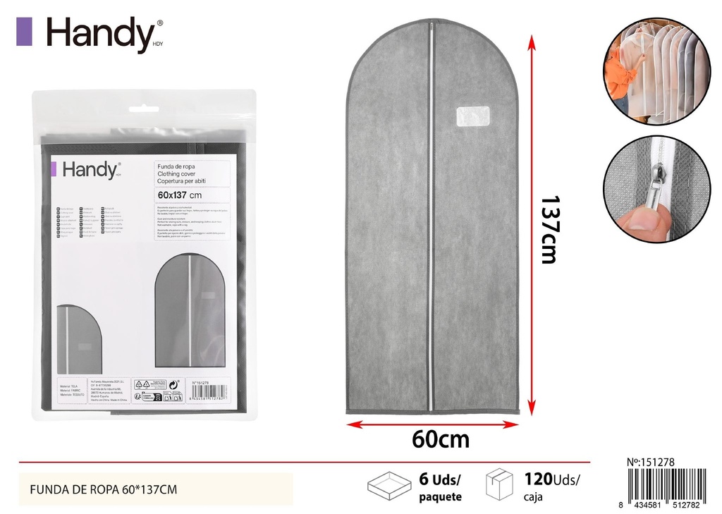 Funda de ropa gris 60*137 cm - Protecciones de ropa y organizadores