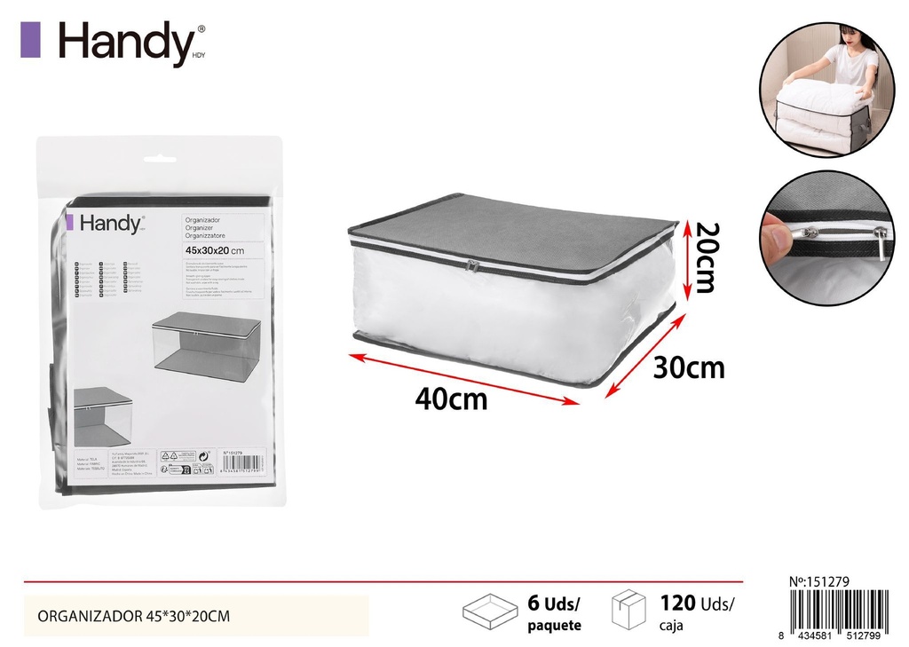 Organizador gris 45*30*20 cm - Soluciones de almacenamiento y organizadores