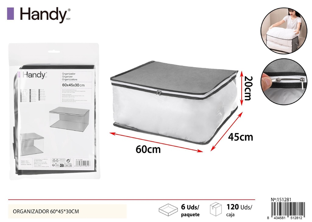 Organizador gris 60*45*30 cm - Soluciones de almacenamiento y organizadores