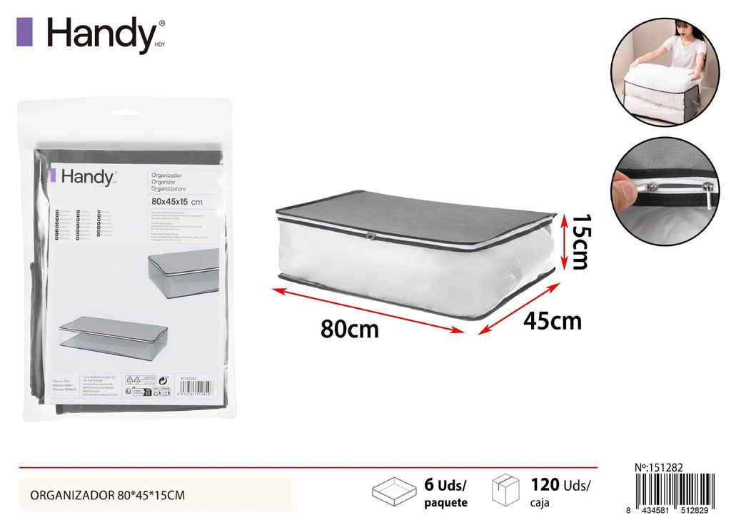 Organizador gris 80*45*15 cm - Soluciones de almacenamiento y organizadores