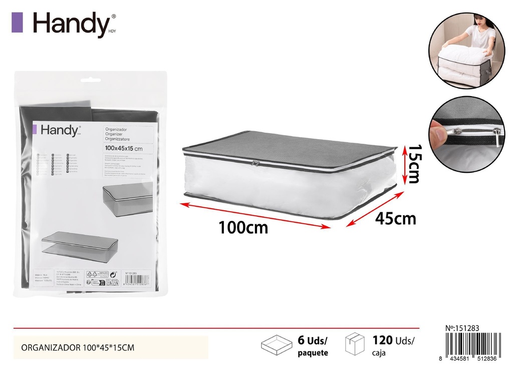 Organizador gris 100*45*15 cm - Soluciones de almacenamiento y organizadores
