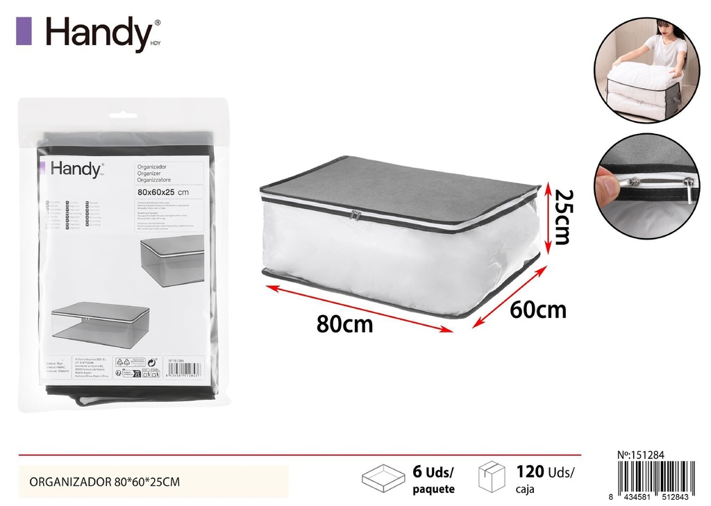 Organizador gris 80*60*25 cm - Soluciones de almacenamiento y organizadores