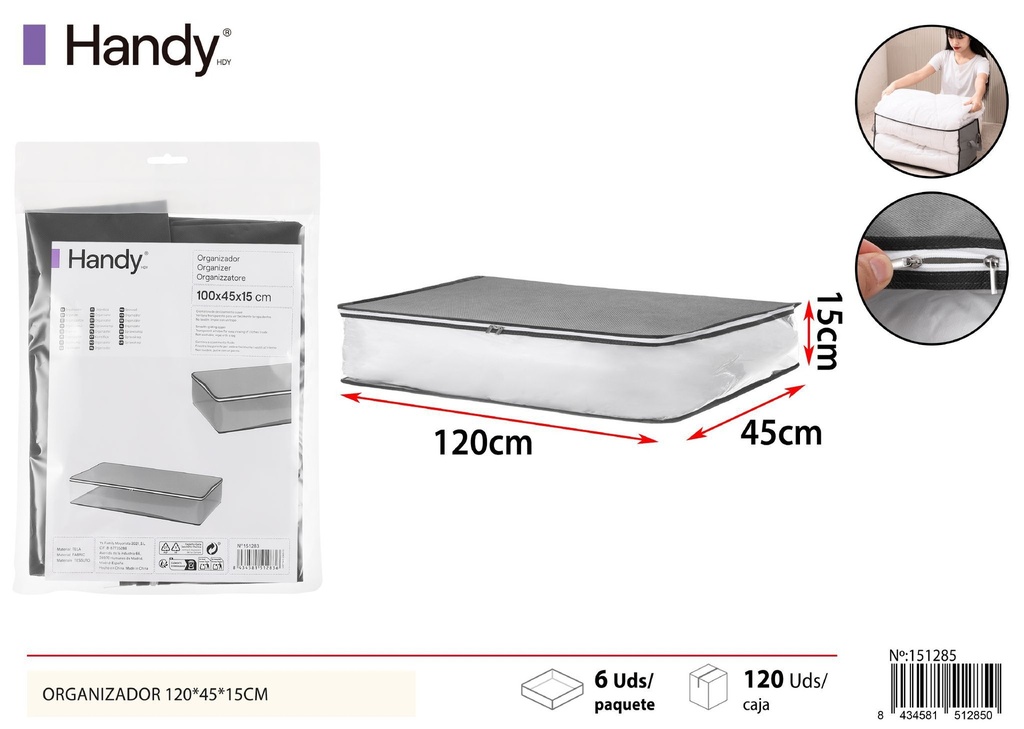 Organizador gris 120*45*15 cm - Soluciones de almacenamiento y organizadores