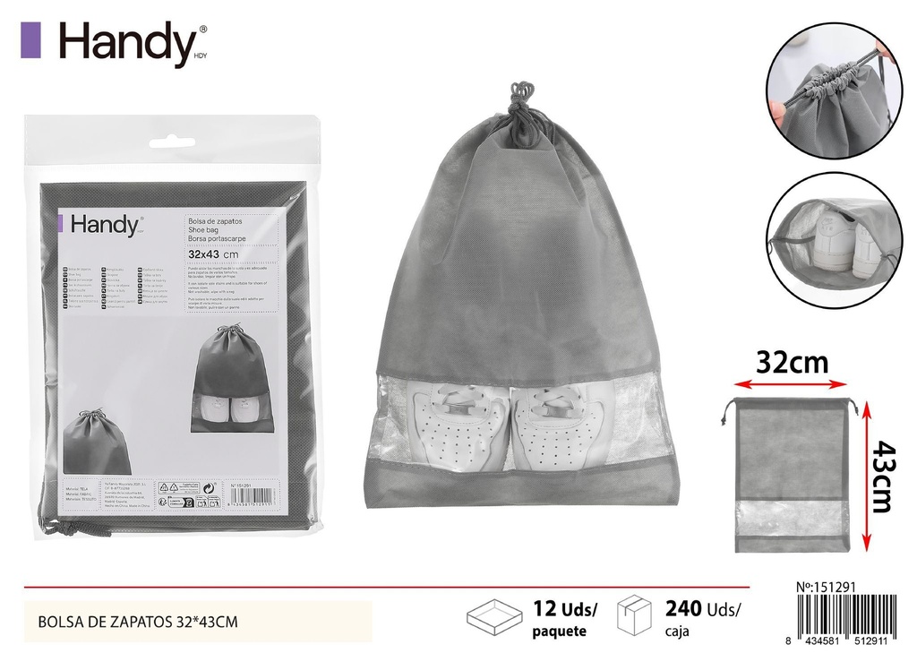 Bolsa de zapatos gris 32*43 cm - Accesorios de organización personal