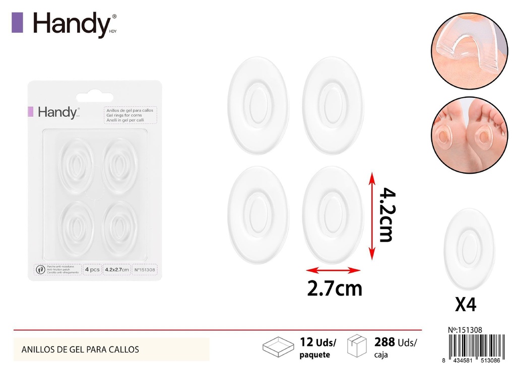 Anillos de gel para callos grandes 4 pcs - Accesorios para calzado y cuidado personal