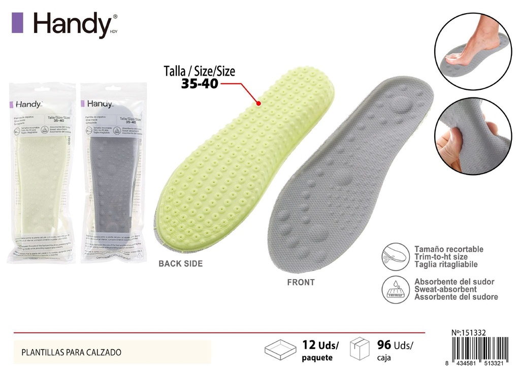 Plantillas elevadoras para calzado mujer PU 35-40 - Accesorios para calzado femenino