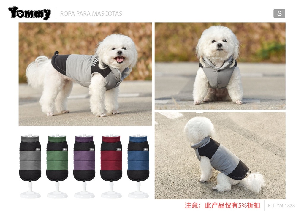Abrigo acolchado patchwork para mascotas S - Ropa para mascotas