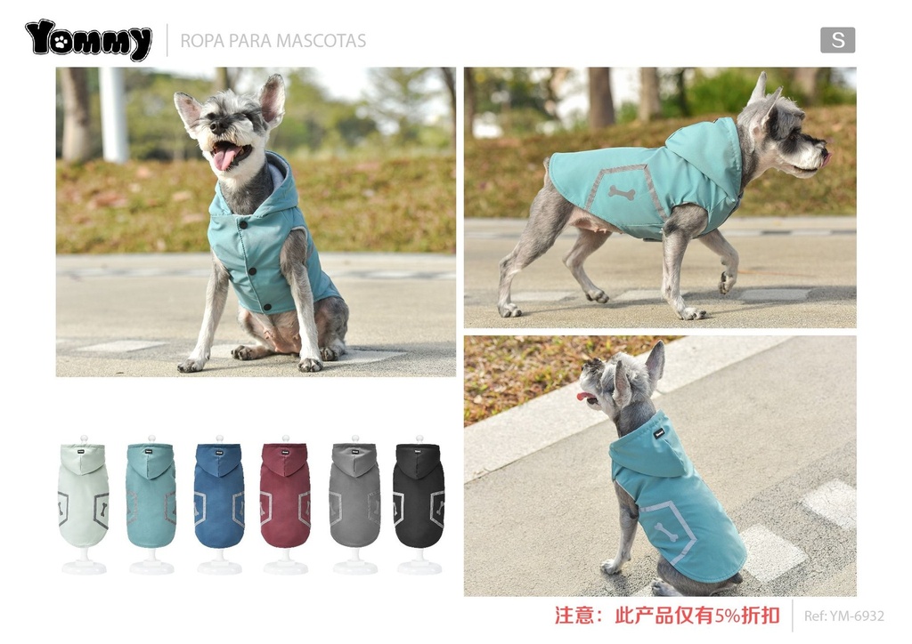 Impermeable reflectante para mascotas S - Ropa impermeable para mascotas