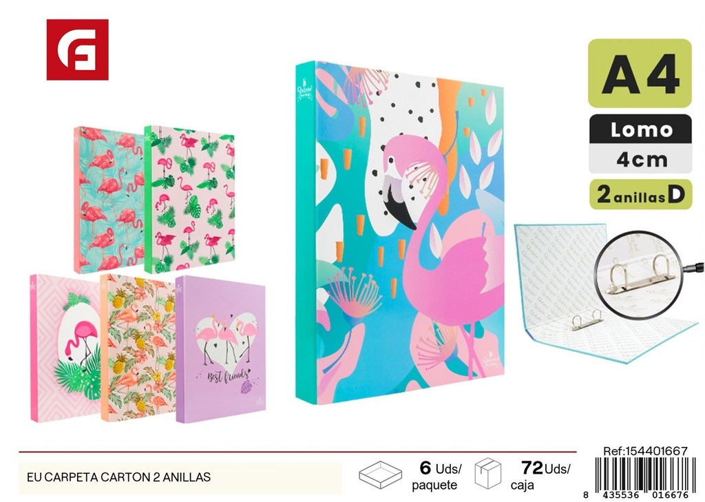 Carpeta de cartón EU con 2 anillas - Material de oficina