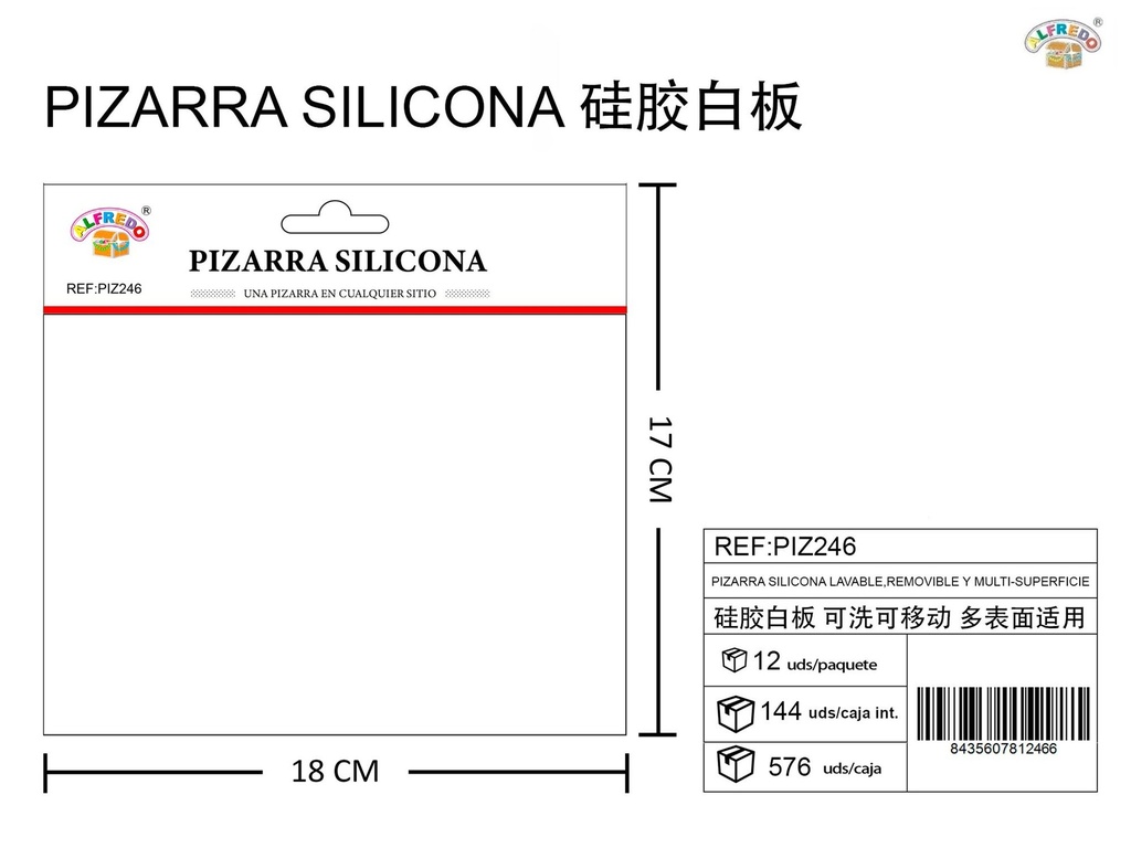 Pizarra de silicona lavable, removible y multi-superficie 18x17cm - Novedades
