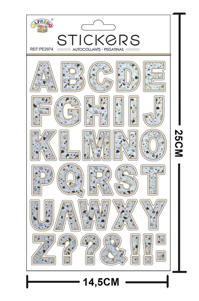 Stickers decorativos "Letras color piedra" 14,5x25 cm - Pegatinas infantiles decorativas