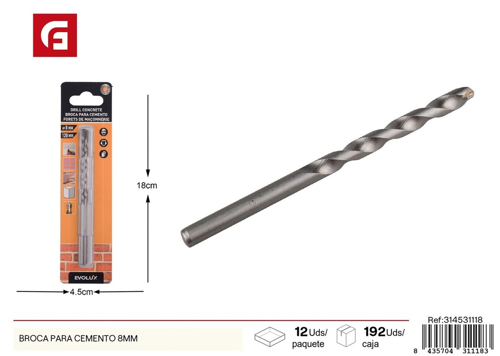 Broca para cemento 8 mm - Herramientas de ferretería