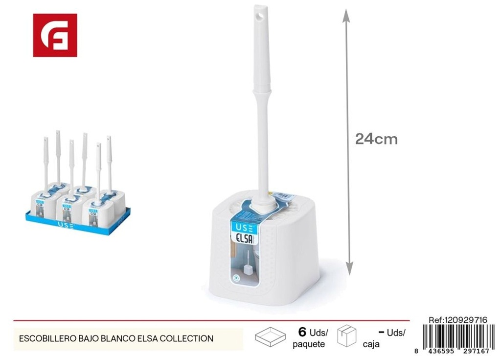 Escobillero bajo blanco Elsa Collection - Accesorios de limpieza e higiene
