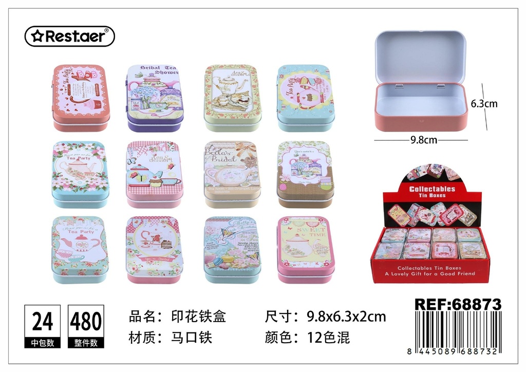 Caja metálica con estampado 9.8x6.3x2 cm - Envases y cajas metálicas