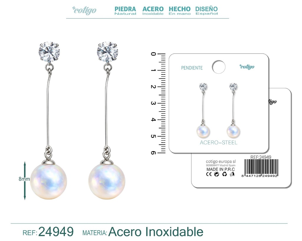 Pendiente de perla con accesorio de acero - Joyería y accesorios
