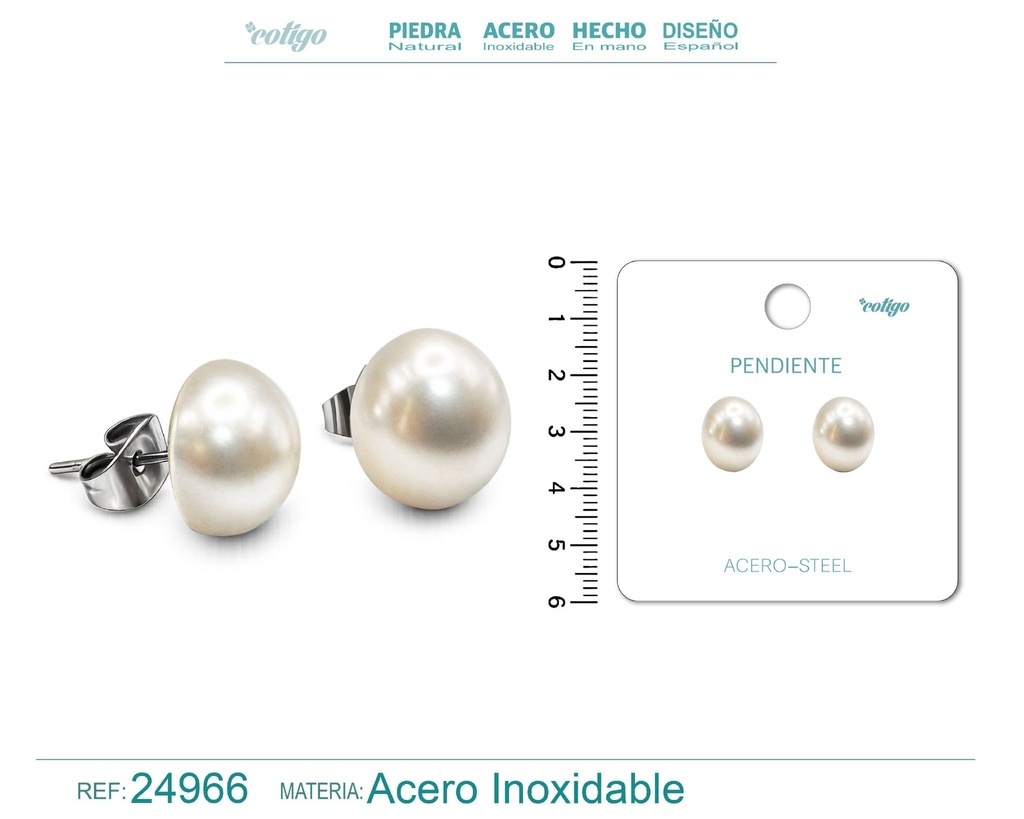 Pendiente de perla con accesorio de acero - Joyería y accesorios