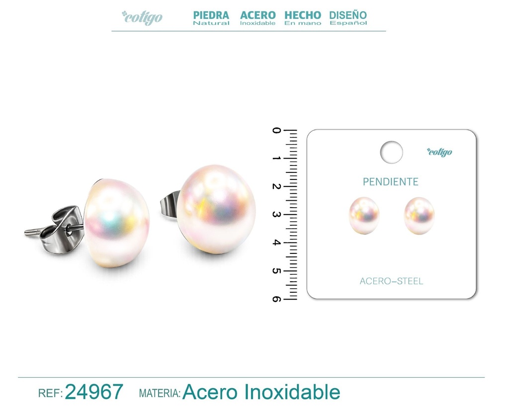 Pendiente de perla con accesorio de acero - Joyería y accesorios