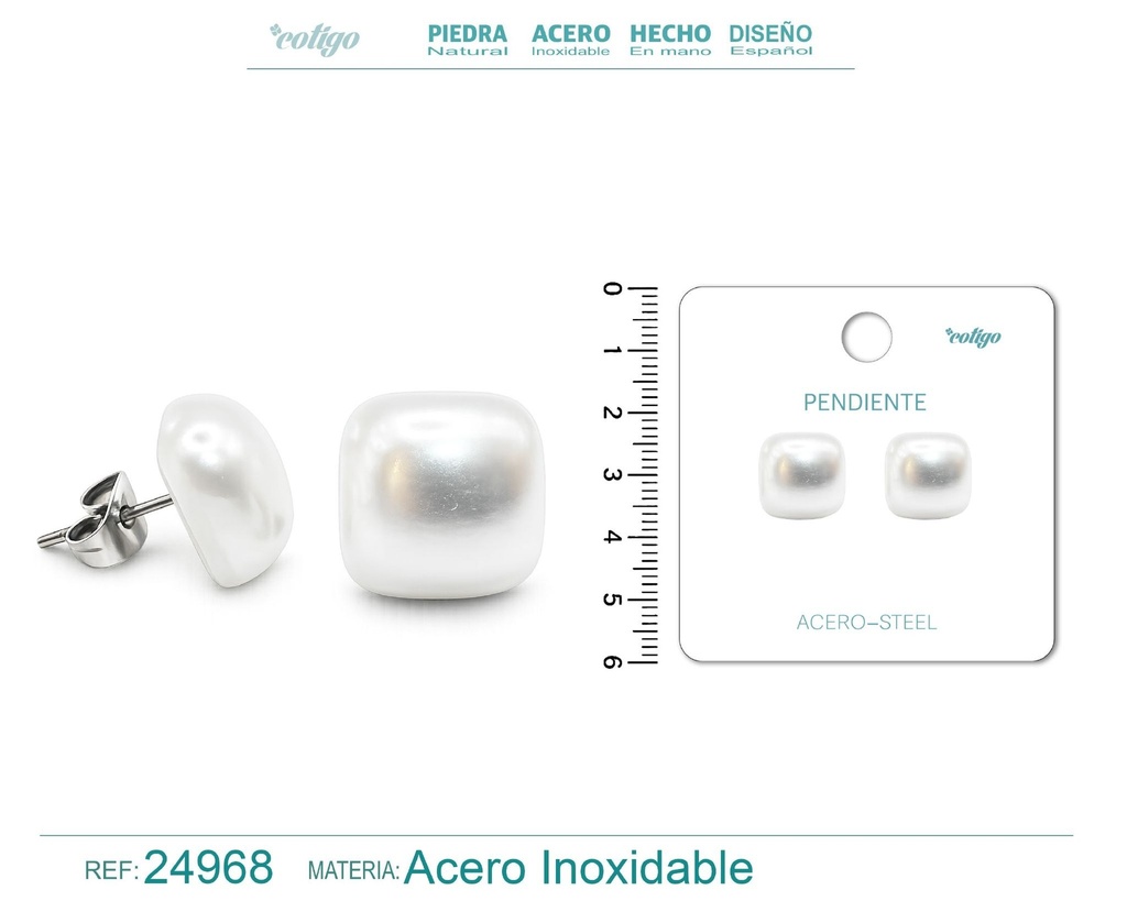 Pendiente de perla con accesorio de acero - Joyería y accesorios