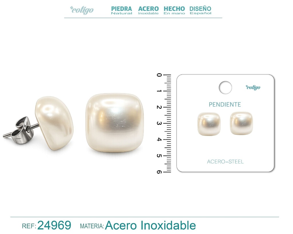 Pendiente de perla con accesorio de acero - Joyería y accesorios