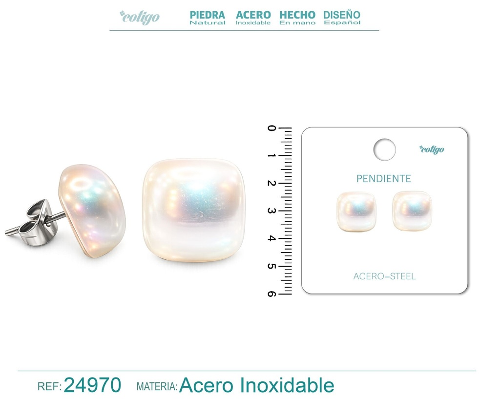 Pendiente de perla con accesorio de acero - Joyería y accesorios