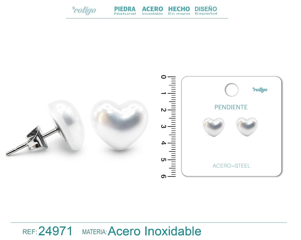 Pendiente de perla con accesorio de acero - Joyería y accesorios