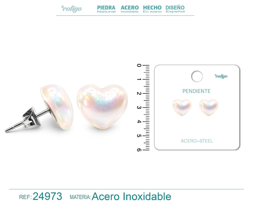 Pendiente de perla con accesorio de acero - Joyería y accesorios