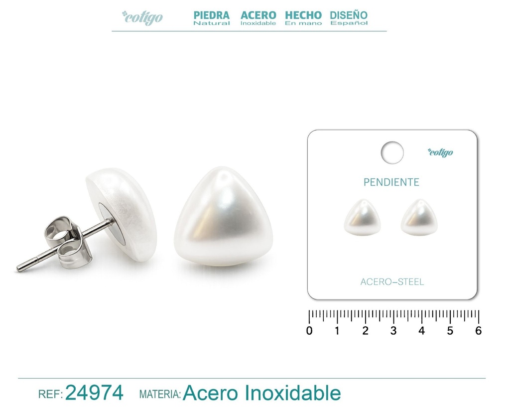 Pendiente de perla con accesorio de acero - Joyería y accesorios