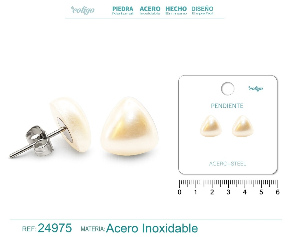Pendiente de perla con accesorio de acero - Joyería y accesorios