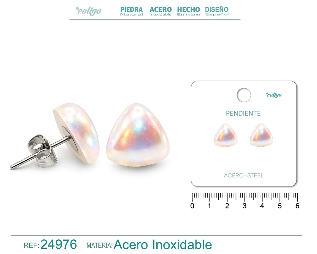 Pendiente de perla con accesorio de acero - Joyería y accesorios