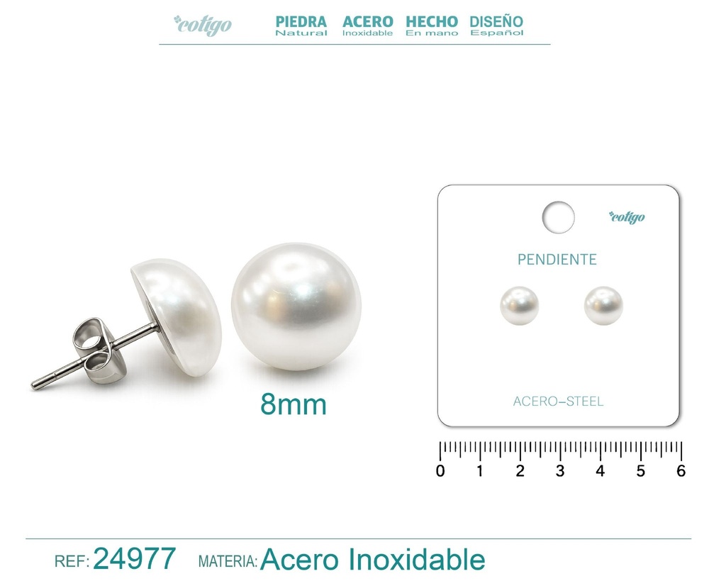 Pendiente de perla con accesorio de acero - Joyería y accesorios